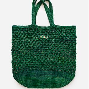 Btb Los Angeles Green Raffia Straw Tote Bag